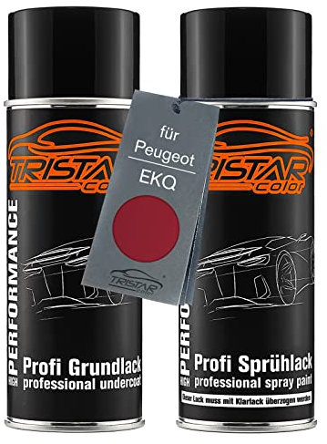 TRISTARcolor Vernice per auto Kit di bombolette spray per Peugeot EKQ Rouge Lucifer Nacre/Rosso Lucifer Nacre vernice di fondo vernice di base bomboletta a spruzzo 400ml