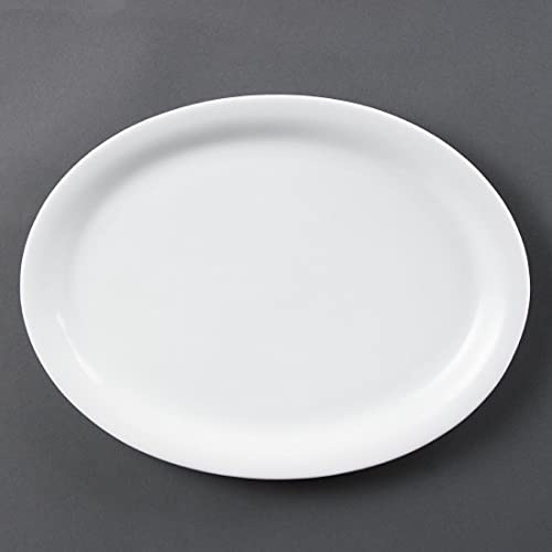Olympia Whiteware Assiette / plat ovale 295mm (lot de 6), Porcelaine blanche, Résistant au four/micro-ondes/lave-vaisselle/congélateur, Garantie à vie contre les ébréchures, Certifié BS4034, CB484