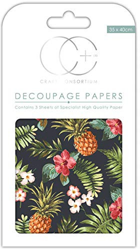 Craft Consortium Decoupage-Papier (3/Pack), Retro Ananas, 34,9 x 40 cm