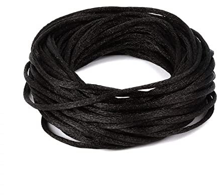 Angel Malone 10 Mtrs. X 2mm Premium Quality Kumihimo Rattail Satin Cord Jewellery Making - UK Seller (Black)