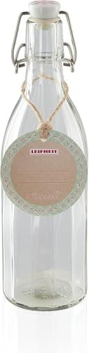 Leifheit Flasche Facette 500ml, Einmachflasche mit Bügelverschluss, Glasflasche ideal für Selbstgemachtes, Öle und Essig, Likörflasche, Bügelflasche, spülmaschinengeeignet, made in germany