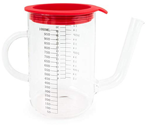 Fox Run Gravy & Fat Separator With Measurements, Lid & Spout, 1.5 Cup Glass
