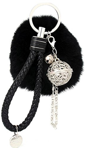 Ularma Elegant Plüsch Ball Schlüsselanhänger Weich Keychain Handtaschenanhänger Dekor (schwarz)