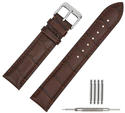 TStrap Uhrenarmband 20mm - Leder Armband Herren - Lederarmband Uhrenband mit Edelstahl Dornschließe - 18mm 19mm 21mm 22mm