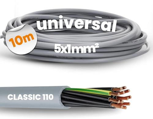 10 m Lapp 1119205 Ölflex Classic 110 PVC Control Cable 5 x 1 mm² with Green/Yellow Protective Conductor, 5G1.0 mm², Sheathed Cable 5-Core