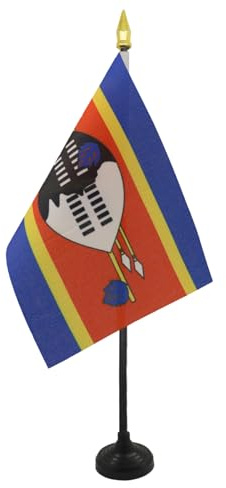 AZ FLAG Swaziland bordsflagga 15 x 10 cm - liten Swazi kontorsflagga 10 x 15 cm guldspets