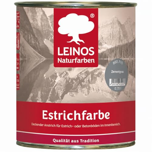 Leinos Naturfarben Estrichfarbe 860 | für innen | Schutz & Farbgebung für offenporige Estrich- & Betonflächen | abriebfest, wasserabweisend | Anthrazitgrau (0,75 Liter Zementgrau)