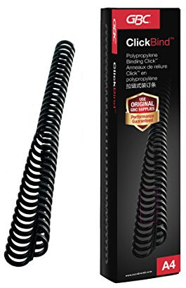 GBC 388019E ClickBind Binderücken, 8 mm, 45 Blatt Kapazität, A4, Ring 34, schwarz, 50 er pack