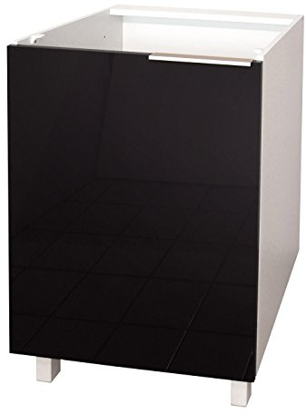 Berlioz Créations CP6BN Unterschrank für Küche mit 1 Tür, in schwarzem Hochglanz, 60 cm, 100 Prozent französische Herstellung