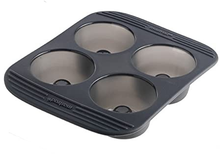 MASTRAD - Moule 4 Babas - 100% Silicone Premium - Anti-Adhésif - Maintien Parfait - Gris Fumé, 28.5 x 23.5 x 3.3