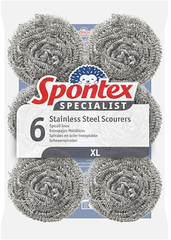 Spontex Specialist Edelstahl-Topfkratzer, 6er-Packung