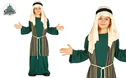 GUIRMA | Costume di San Giuseppe Pastore Bambini (5-6 anni) - Gilet, Cintura, Copricapo e Tunica - Costumi di Natale e Capodanno per Feste Infantili e Celebrazioni - Ideale per Bambini - Verde