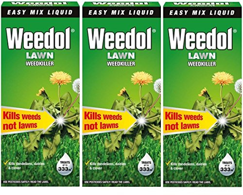 3 x Weedol / Verdone Extra Lawn Weedkiller Kills Weeds 500ml Treats 333m2 Garden New (Total 1.5L 1.5 Litre)