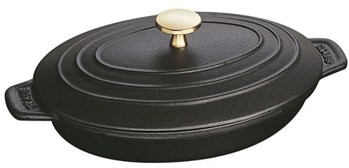 Staub Hot Plat ovale en fonte Noir 1 pièce – Assiette ovale en fonte, noir, 1 L, 230 mm, 170 mm