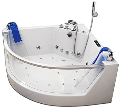 Home Deluxe - Whirlpool Badewanne - ATLANTIC L - Maße: 141 x 141 x 62 cm - inkl. Heizung, Massagefunktion und kompl. Zubehör I Wanne für 2 Personen, Indoor Badewanne