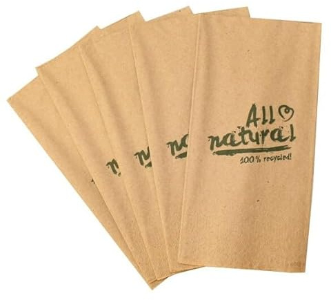 Servietten NATÜRLICH Zelltuch aus 100% Recycling, 2-lagig, 1/8 Falz, 33 x 33 cm (250 Stück)