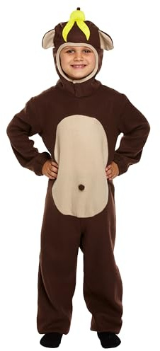 HENBRANDT Children's Deluxe Monkey Costume - Soft Plush Brown Animal Fancy Dress Monkey Outfit for Kids Age 4-6 Years Parties, World Book Day, Halloween