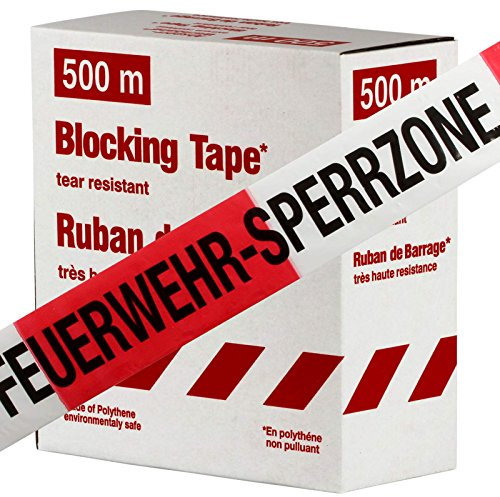 Feuerwehr-Sperrzone 500m Absperrband, Flatterband, Warnband Absperr-Warnband rot-weiß 80 mm extrem reißfest