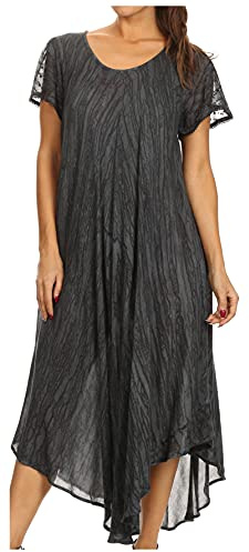 Sakkas Faye keps ärm Rayon Caftan täcka upp klänning strand kaftan/kaftan, Svart, En storlek