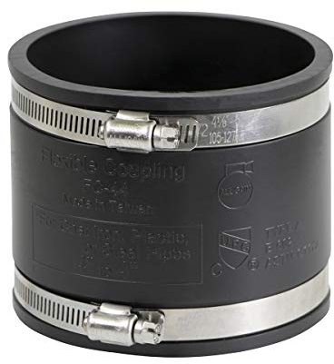 SUPPLYGIANT Supply Giant 6I49 Flexible PVC Coupling with Stainless Steel Clamps, Blackpt, 4 Inch