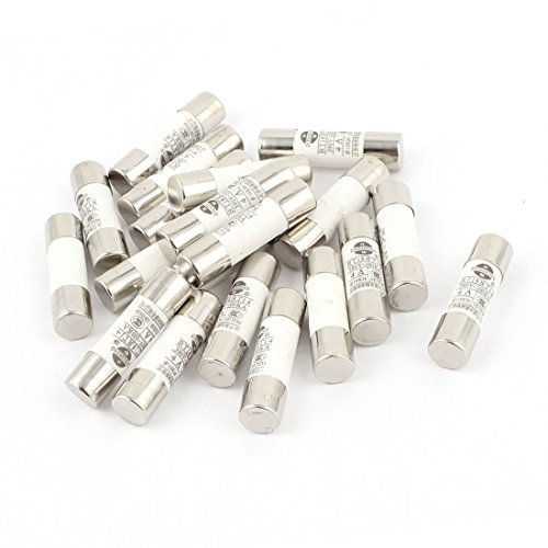 sourcing map 20uds RO15 RT18 RT14 Cerámica Cilíndrico Tubo Fusible 4A 380V 10x38mm