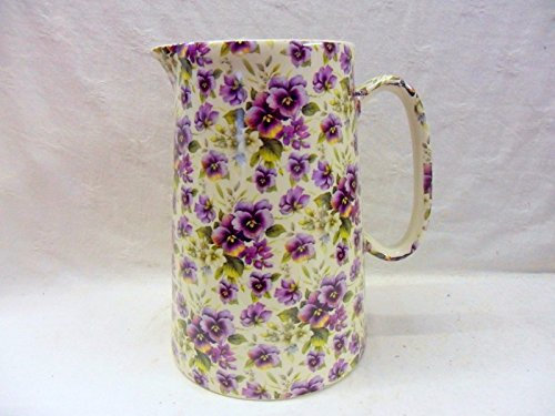 pansy chintz 4 pint jug pitcher by Heron Cross Pottery.