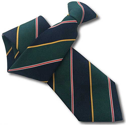 Corbata con clip para hombre, rayas de colores verde botella y azul marino, Verde botella, azul marino, rojo, amarillo, blanco, Length: 20 inches