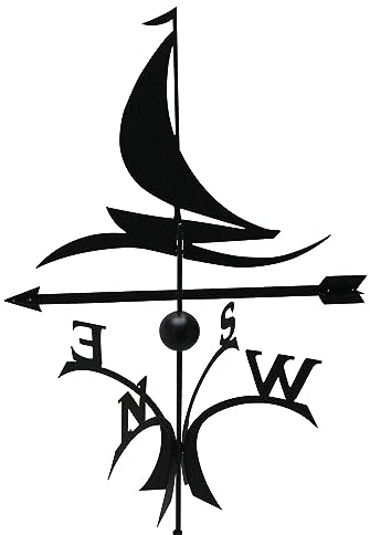 Wetterfahne Segler 69,5x120cm schwarz Stahl kugelgelagert Windspiel Whirligig