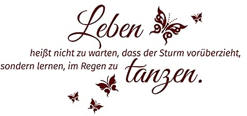 Grandora Wandtattoo Spruch Leben heißt + Schmetterlinge I dunkelrot (BxH) 58 x 27 cm I Wandsticker Wandaufkleber Aufkleber Wohnzimmer Flur Diele Schlafzimmer W996