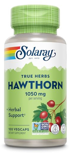SOLARAY Hawthorn Berry Capsules 1050 mg - Soothing Herbal Support - Hawthorne Berry Supplement for Overall Wellness Support - Whole Berry, Vegan, Non-GMO, 60 Day Guarantee, 50 Servings, 100 VegCaps