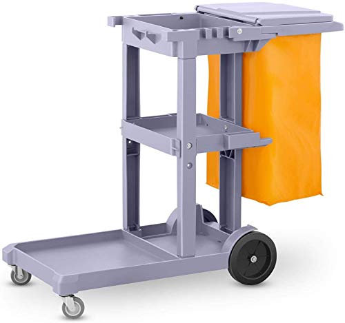 Carrello di pulizia professionale plastica con 3 vassoi con sacco di vinile di 100 lt. più coperchio. Misures 120 x 52 x 96 cm, L x F X A)
