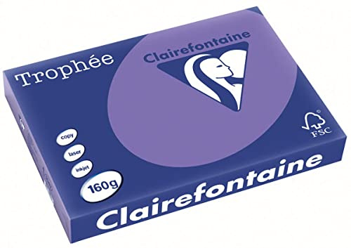 Clairefontaine 1047C - Ries mit 250 Blatt Druckerpapier / Kopierpapier Trophée, DIN A3 (29,7x42 cm), 160g, Violett Intensive Farbe, 1 Ries