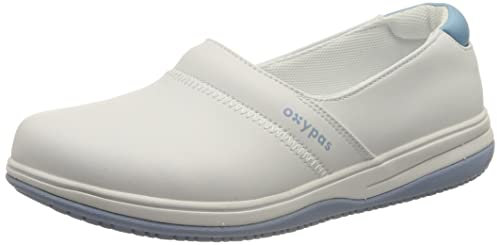 Slip-On arbetssko för kvinnor – säkerhetsjoggare Suzy blå UK 4 EU 37, lätt halkbeständig, antistatisk arbetstoffel, perfekt för sjuksköterskor och ljungvård
