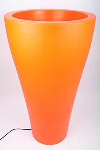 point-garden Beleuchteter Blumentopf aus Kunststoff, Pflanzkübel orange