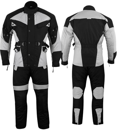 German Wear Motorradkombi Herren 2-teiler Motorradanzug Textilien Motorradjacke & Motorradhose mit Protektoren motorrad kleidung… (DE/NL/SE/PL, Numerisch, 52, Regular, Regular, Schwarz/Hellgrau)