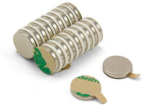 Adhesivo N42 Magnet de Neodimio Para Artes, Manualidades, Fabricación de Modelos, Bricolaje, Pasatiempos Y Embalaje - 12mm de Diámetro x 2mm de Espesor - 1.6kg - Sur - Paquete de 20