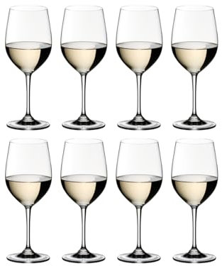 RIEDEL Set di bicchieri da vino bianco, 8 pezzi, per vini bianchi come Chardonnay e Viognier, 350 ml, cristallo Vinum, 7416/05