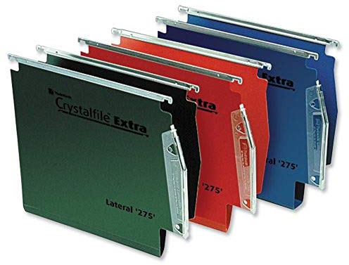 Rexel CrystalFile Extra Hängemappen seitlich (Polypropylen, 15 mm V-Boden, 275 mm breit) 25 Stück rot