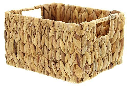 FRANK FLECHTWAREN Füllkorb mit Griffen, Wasserhyazinthe auf Metallrahmen, 22x19x13 cm, Naturprodukt, Aufbewahrung Regal Bad Küche
