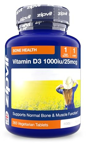 Zipvit Vitamin D3 1000iu - Micro Vitamin D Tablets - Vegetarian | 1 Year Supply - Cholecalciferol Form - Supports Bones, Muscles & Immunity - 3rd Party Tested