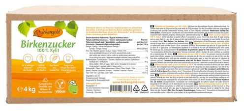 Birkengold Birkenzucker Xylit, 4 kg Beutel | 100 % Xylit aus Finnland | aus Birken- und Buchenrinde| vegan | 40 % weniger Kalorien als Zucker | glutenfrei | zahnfreundlich