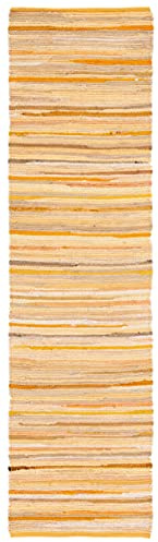SAFAVIEH Rag Rug Collection Runner Rug - 2'3 x 8', Yellow & Multi, Handmade Cotton, Boho Stripe Pattern, Ideal for Hallway, Foyer, Entryway, Bedroom (RAR130H)