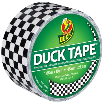Shurtech Cinta Adhesiva Duck de 4,7 cm x 9 m, con decoración de damero, Multicolor