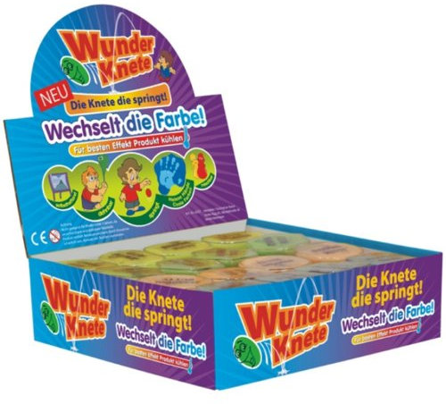 Wunderknete, Hüpfknete mit Farbwechsler, 1 Döschen (15g, Blau, Grün, Lila, für Kinder ab 6 Jahren, zum Spielen mit Wackelaugen)