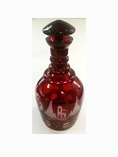 Egermann Glas antike Karaffe böhmisches Glas rubin rot handgeschliffen Likör Flasche Kristallglas mundgeblasen Höhe ca. 19 cm