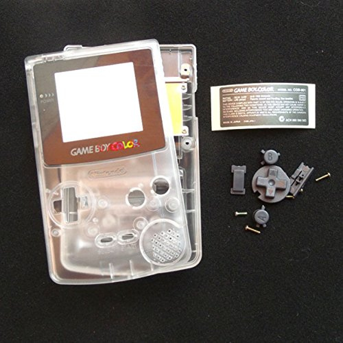 Replacement Full Housing Shell Case Cover Pack with Buttons Screwdrivers for Gameboy Color GBC Repair Part - Clear White