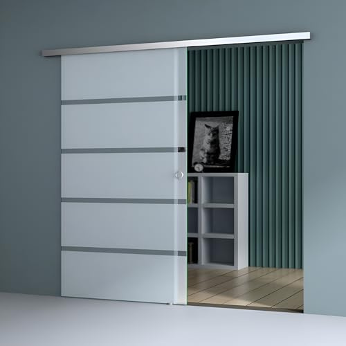 Durovin 900 × 2050mm Internal Sliding Glass Door – 8mm Frosted Sectioned Tempered Glass, Premium Hardware, Round Handle, Heavy-Duty 5ft Track for Bathroom, Kitchen, Living Room & Bedroom