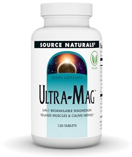 Source Naturals Ultra-Mag, 5 in 1 -Bioavailable Magnesium, Maintains Muscle & Nerve Function* - 120 Vegan Tablets