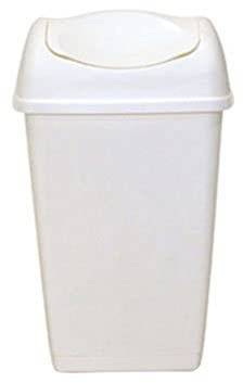 axentia Schwingdeckeleimer in der Farbe Weiß, Abfalleimer aus Kunststoff für Küche & Bad, Mülleimer mit Schwingdeckel, Fassungsvermögen: ca. 25 Liter