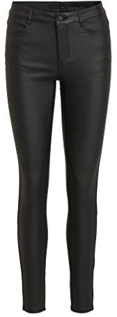 Vila Clothes Damen Slim Hose VICOMMIT RW New Coated - NOOS 14036194, Gr. 38 (Herstellergröße:M), Schwarz (Black)